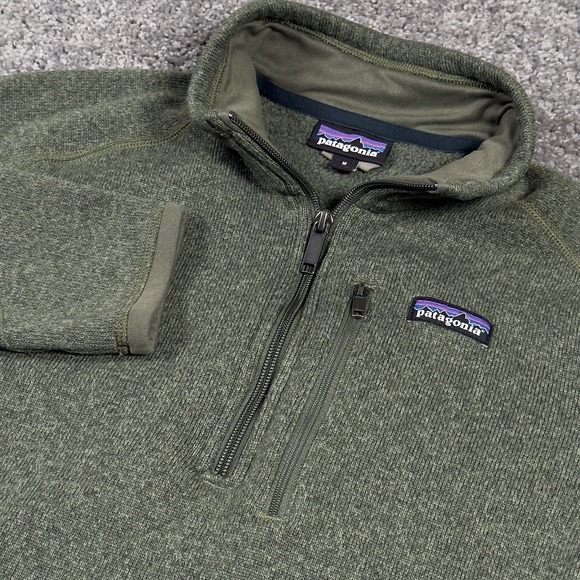 Patagonia Pullover Mens Medium Green Better Sweater 1/4 Quarter Zip Fleece 25522 - Picture 1 of 8